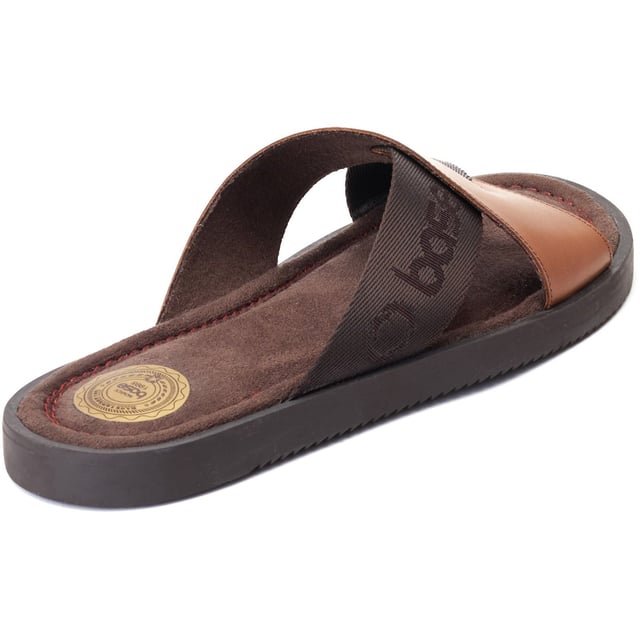 Base London Webb Leather Men's Burnt Tan Sandals If it's time to upgrade your summer footlocker then look no further than Webb by Base London. More stylish than your average slider, Webb features a soft suede footbed, grippy sole and contrasting leather and nylon straps for a smart casual look.