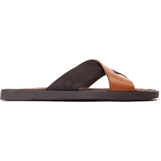 Base London Webb Leather Men's Burnt Tan Sandals If it's time to upgrade your summer footlocker then look no further than Webb by Base London. More stylish than your average slider, Webb features a soft suede footbed, grippy sole and contrasting leather and nylon straps for a smart casual look.