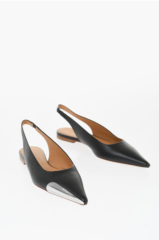 VROUWENDAG, Lente-Zomer, Zwart, Slingback, Gespsluiting aan de enkel, Gemaakt in Italië, Leer, Leren zool