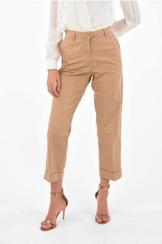 Lente-Zomer, Bruin, 4 zakken, Zakken, Ritssluiting, Knopen, Riemlussen, Stretch, Stretch, Ritssluiting, Knopen, Riemlussen, Platte voorkant, Hoge taille, AARDE NUANCES