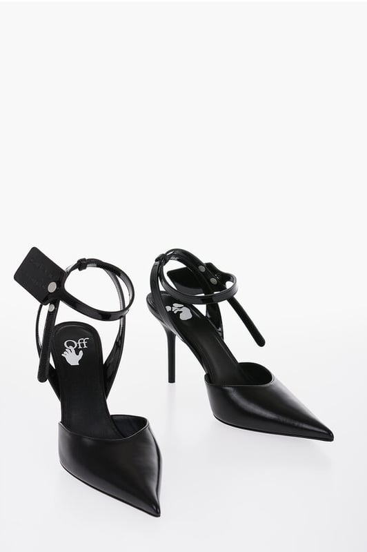 DÍA DE LA MUJER, Primavera-Verano, Negro, Talón abierto, Hecho en Italia, Piel, Suela de cuero, Tacones de aguja, LA NOCHE ES JOVEN, Look festivo, Altura del tacón: 8 cm