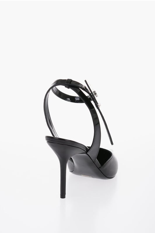 DÍA DE LA MUJER, Primavera-Verano, Negro, Talón abierto, Hecho en Italia, Piel, Suela de cuero, Tacones de aguja, LA NOCHE ES JOVEN, Look festivo, Altura del tacón: 8 cm