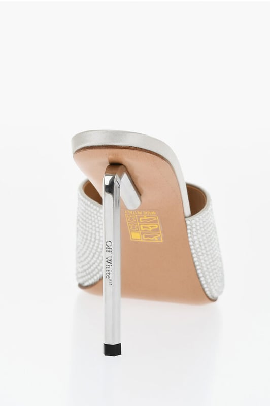 Lente-Zomer, Grijs, Strass, Instapper, Gemaakt in Italië, Peeptoe, VROUWENDAG, GLANZEND, HAK 10 CM