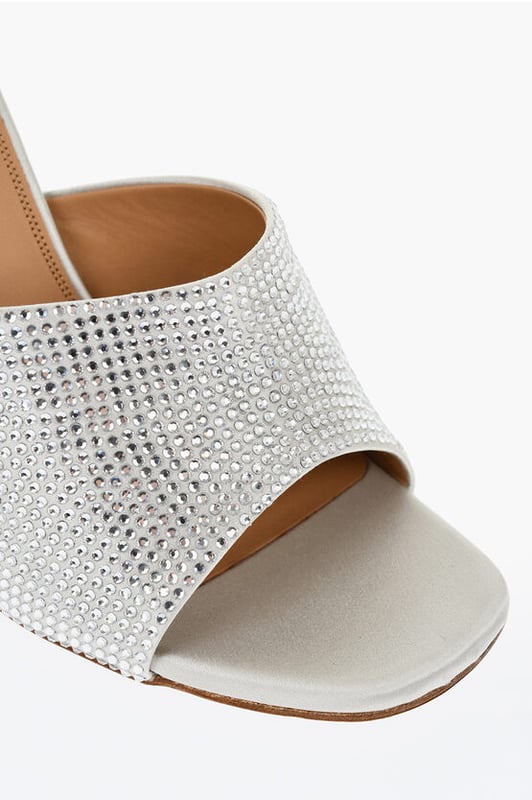 Lente-Zomer, Grijs, Strass, Instapper, Gemaakt in Italië, Peeptoe, VROUWENDAG, GLANZEND, HAK 10 CM