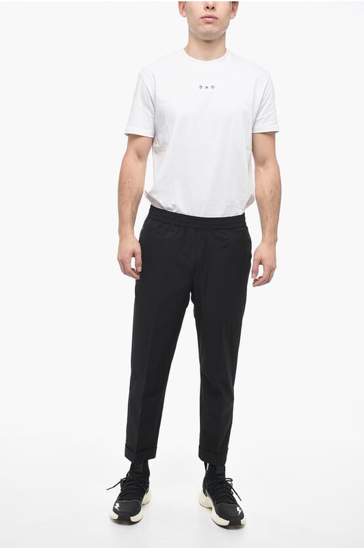 Primavera-Verano, Negro, Cintura elástica, Bolsillos, Cierre de cremallera, Hecho en Italia, Elástico, Bolsillo de ojal, Bolsillos con botones, Bolsillo con cremallera, Parte delantera plana, Cintura baja, Corte ajustado - Tiro bajo