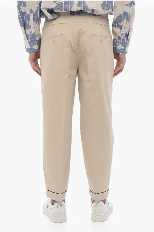Primavera-Verano, Beige, 4 bolsillos, Cintura elástica, Botones, Elástico, Bolsillo de ribete, Bolsillos con botones, Parte delantera plana, Tiro bajo, MATIZES TIERRA, Corte ajustado - Tiro bajo