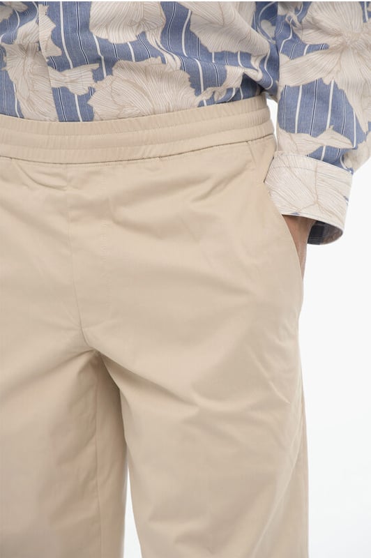 Primavera-Verano, Beige, 4 bolsillos, Cintura elástica, Botones, Elástico, Bolsillo de ribete, Bolsillos con botones, Parte delantera plana, Tiro bajo, MATIZES TIERRA, Corte ajustado - Tiro bajo