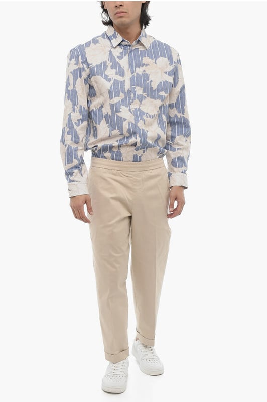 Primavera-Verano, Beige, 4 bolsillos, Cintura elástica, Botones, Elástico, Bolsillo de ribete, Bolsillos con botones, Parte delantera plana, Tiro bajo, MATIZES TIERRA, Corte ajustado - Tiro bajo