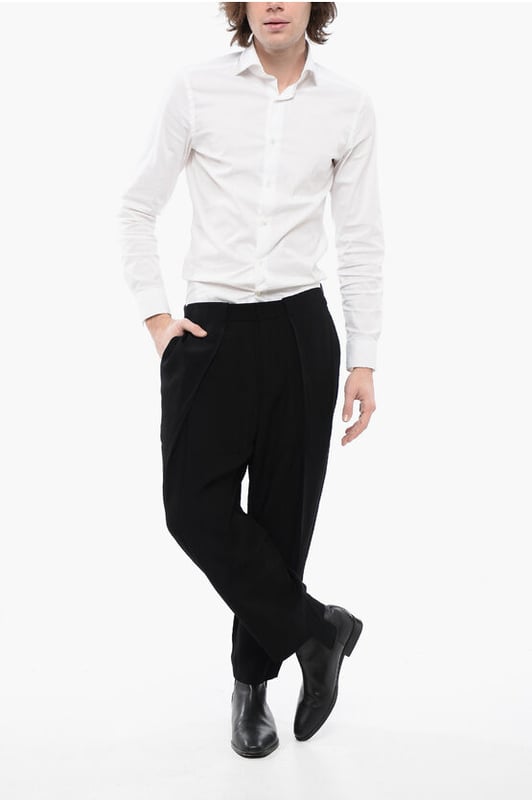 Primavera-Verano, Negro, 4 bolsillos, Botones, Cierre de corchetes, Cierre de cremallera, Trabillas para cinturón, Hecho en Italia, Bolsillo de ojal, Cierre delantero, Cierre oculto, Pliegues, Talle normal