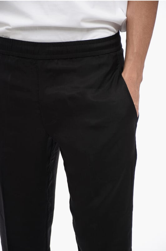 Primavera-Verano, Bolsillos con botones, Frente plano, Cintura baja, Negro, Cintura elástica, 4 bolsillos, Cintura con cordón, Bolsillo de ojal