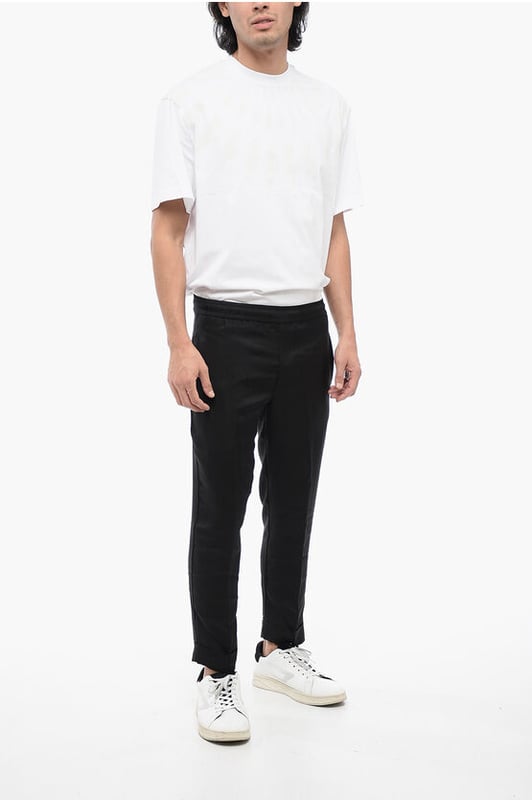 Primavera-Verano, Bolsillos con botones, Frente plano, Cintura baja, Negro, Cintura elástica, 4 bolsillos, Cintura con cordón, Bolsillo de ojal