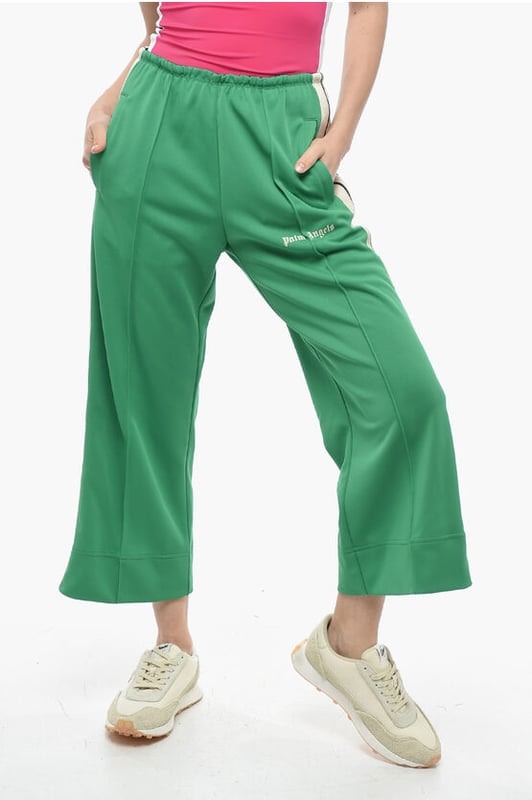 Primavera-Verano, Verde, Raya en contraste, Estampado, Logotipo, Cintura elástica, Bolsillo de ojal, 2 bolsillos, Parte delantera plana, STREET CHIC, Tonos primaverales