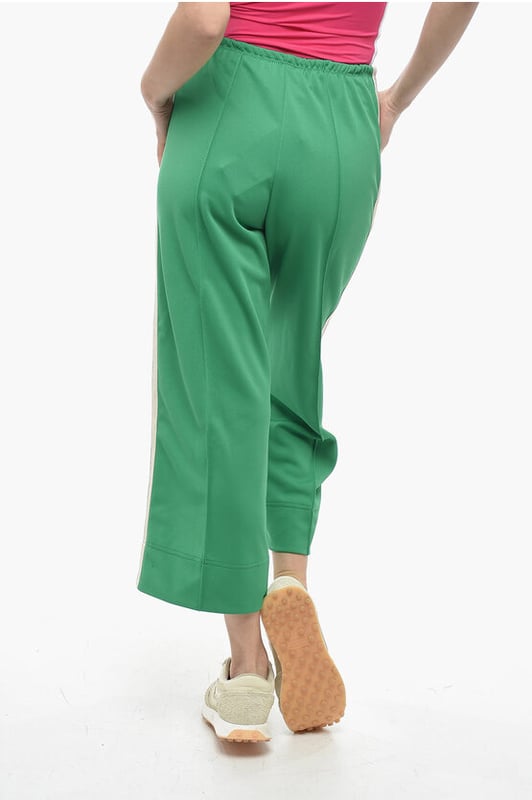 Primavera-Verano, Verde, Raya en contraste, Estampado, Logotipo, Cintura elástica, Bolsillo de ojal, 2 bolsillos, Parte delantera plana, STREET CHIC, Tonos primaverales