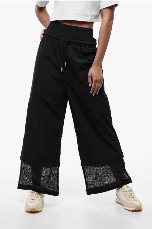 Primavera-Verano, Negro, Cintura elástica, Hecho en Italia, Logotipo, Bordado, Bolsillos, Cordón en la cintura, Cremallera en el tobillo, Forrado, Bolsillo de parche, Cintura alta