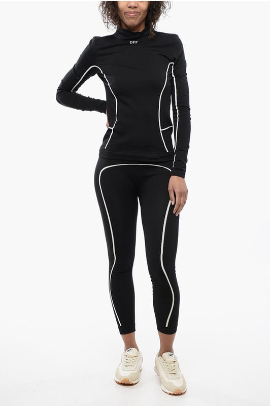 Primavera-Verano, Negro, Elástico, Raya en contraste, Mangas largas, Logotipo, Sport, Hecho en Italia