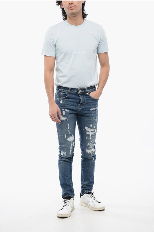 Denim Rules, Frühling-Sommer, Skinny, Vintage-Effekt, Blau, Vintage-Effekt, 5 Taschen, Denim-Baumwolle, Gürtelschlaufen, Knöchel 15 cm