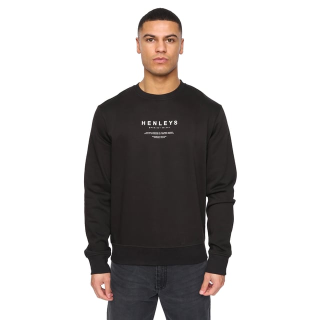 65% Cotton, 35% Polyester. Lining: Brushed Fleece. Fabric: Cotton Blend, Soft Touch. Design: Logo, Printed, Text. Hem: Ribbed. Neckline: Crew Neck, Ribbed. Sleeve-Type: Long-Sleeved. Cuff: Ribbed. Fit: Regular. Fastening: Pull Over. S: 41 in. M: 43 in. L: 45 in. XL: 47 in. XXL: 49 in.
