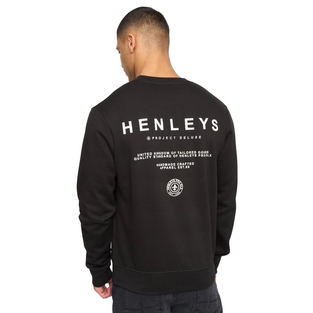 65% Cotton, 35% Polyester. Lining: Brushed Fleece. Fabric: Cotton Blend, Soft Touch. Design: Logo, Printed, Text. Hem: Ribbed. Neckline: Crew Neck, Ribbed. Sleeve-Type: Long-Sleeved. Cuff: Ribbed. Fit: Regular. Fastening: Pull Over. S: 41 in. M: 43 in. L: 45 in. XL: 47 in. XXL: 49 in.