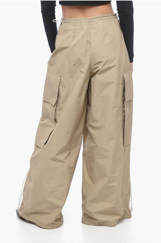 Primavera-Verano, Beige, Multibolsillos, Cintura con cordón, Botones, Cierre de cremallera, Hecho en Italia, Cierre frontal, Parte delantera plana, Cintura alta, SAFARI, MATIZES TIERRA