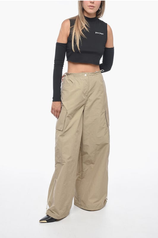 Primavera-Verano, Beige, Multibolsillos, Cintura con cordón, Botones, Cierre de cremallera, Hecho en Italia, Cierre frontal, Parte delantera plana, Cintura alta, SAFARI, MATIZES TIERRA