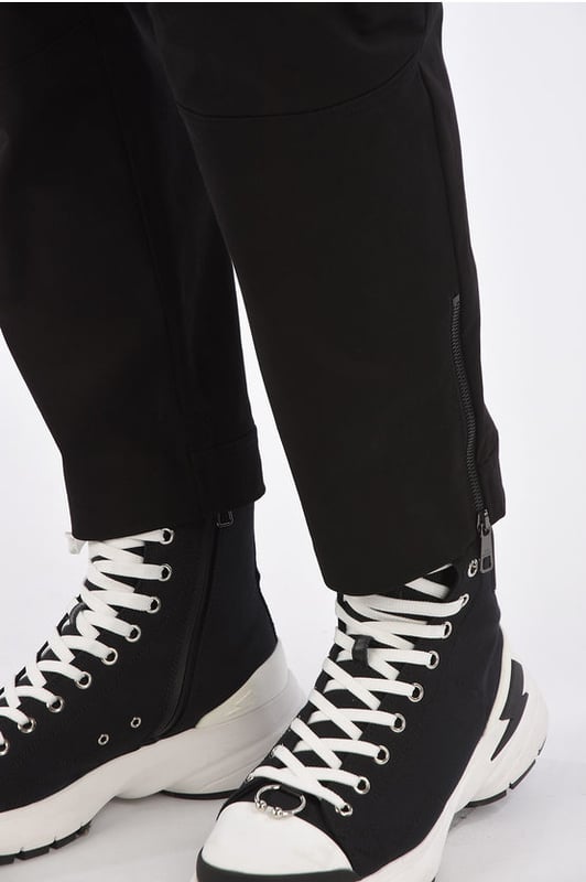 TENDENCIA UTILITY, Primavera-Verano, Bolsillos, Elástico, Negro, Trabillas para cinturón, Cierre de cremallera, Botones, Cierre frontal, Ajuste ergonómico de pierna para motocross