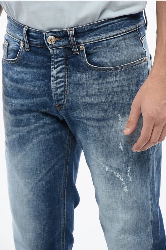 Denim Rules, Vår-Sommar, Blå, Normal passform, Tillverkad i Italien, 5 fickor, Denimbomull, Bälteshällor, Fotled 18 cm