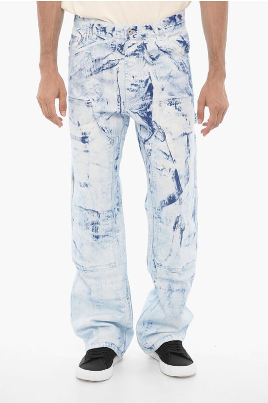 Denim Rules, Vår-Sommar, Blå, Delave-effekt, Denimbomull, Knappar, Bälteshällor, Fickor, Tillverkad i Italien, Utsvängda och vida ben, Vintage-effekt, Fotled: 25 cm