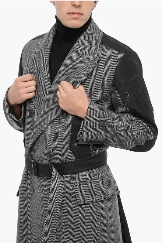 Otoño-Invierno, Origen preferencial de la UE (TLC/TCA), Blanco y negro, Botones, Cinturón, Mangas con botones, Logotipo, Mangas largas, Forrado, Chaqueta cruzada, Bolsillo con solapa, Cierre delantero, Estampado, Look festivo, Corte ajustado