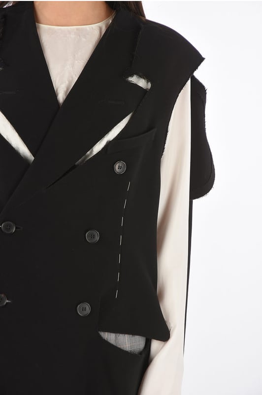 Primavera-Verano, Negro, Sin mangas, Botones, Hecho en Italia, Cierre delantero, Bolsillo en el pecho, Medio forro, Chaqueta cruzada, HALLO-WEEK