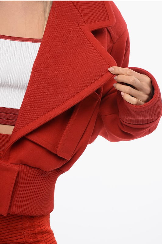 Primavera-Verano, Rojo, Botones, Cintura elástica, Bajo elástico, Mangas largas, Forrado, 2 bolsillos, Chaqueta sencilla, Fabricado en Francia, Bolsillo de parche, Bolsillo con solapa, Cierre delantero