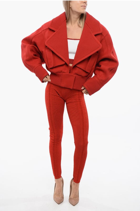 Primavera-Verano, Rojo, Botones, Cintura elástica, Bajo elástico, Mangas largas, Forrado, 2 bolsillos, Chaqueta sencilla, Fabricado en Francia, Bolsillo de parche, Bolsillo con solapa, Cierre delantero