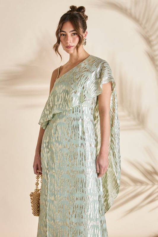 VC Chic Sleeveless Maxi Dress with Velvet Bodice and Chiffon Drape for Upscale Receptions Evening Gown