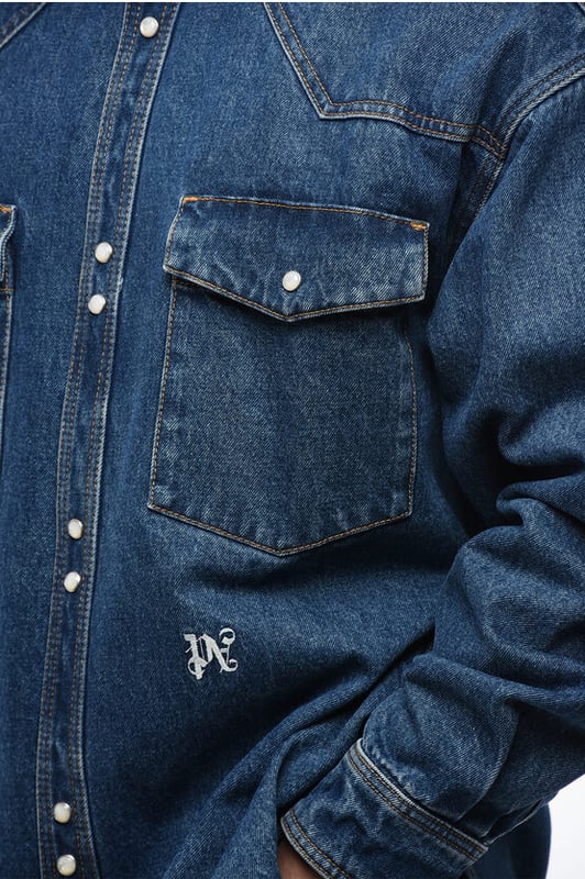 Botones, Mangas con botones, Algodón denim, 2 bolsillos, Hecho en Italia, Cierre frontal, Casual, Primavera-Verano, Azul, Mangas largas, Denim Rules