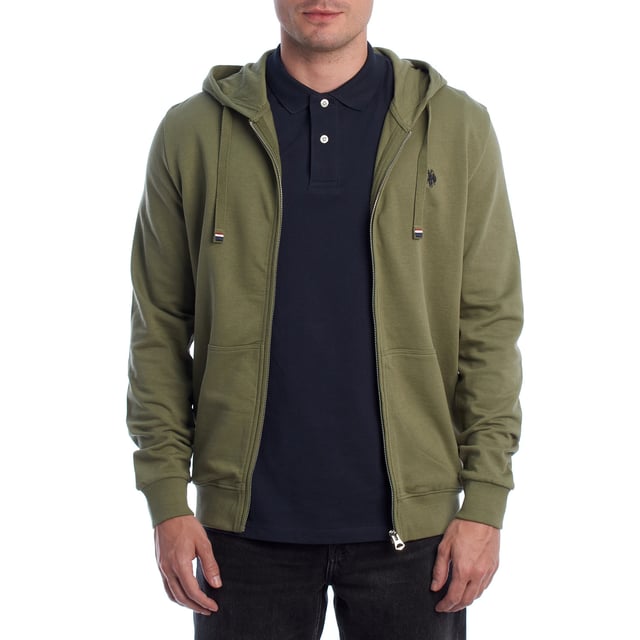 Designed for those who value functionality without sacrificing style, this US Polo Assn. zip-up hoodie combines comfort, contemporary design, and sporting heritage. Ideal for casual looks or light workouts, it adapts to the pace of everyday life with a timeless aesthetic.

 Details:
 - Full zip front closure.
 - Hood with adjustable contrasting drawstring.
 - Round neck.
 - Functional kangaroo pockets.
 - US Polo Assn. logo embroidered on the chest.
 - Soft and stretchy fabric, ideal for everyday use.
 - Ribbed cuffs and waistband.
 - Matching visible seams.

 At US Polo Assn., every garment reflects the authentic spirit of the sport of polo. This men's sweatshirt represents our commitment to quality, comfort, and classic style reinvented for the modern man.
 Composition: 100% Cotton
 Care:
Wash at maximum temperature 30º.
 Iron at low temperature.
 Do not use bleach.
 Do not use a dryer.
 Do not dry clean.