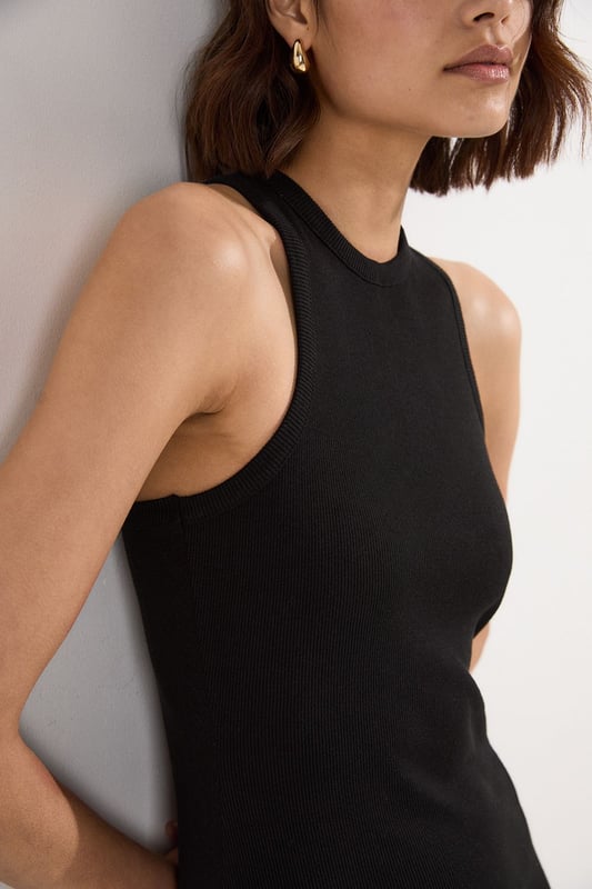 Compact Jersey Ribbed Sleeveless Maxi Dress