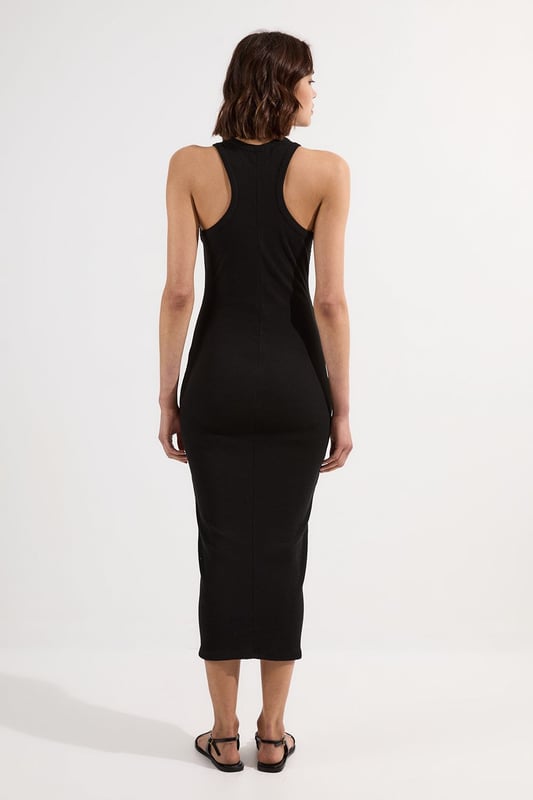 Compact Jersey Ribbed Sleeveless Maxi Dress