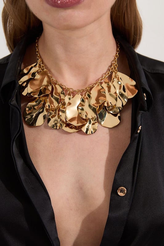 Gold Double Layer Statement Necklace