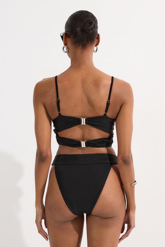 Panelled Mesh Cup Detail Bikini Top