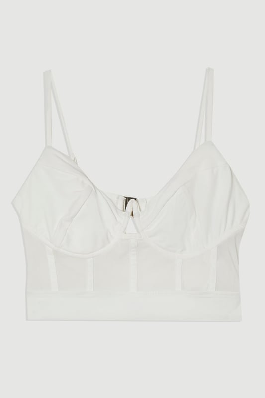 Panelled Mesh Cup Detail Bikini Top
