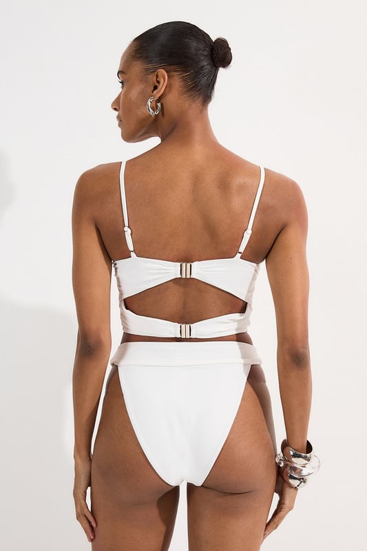 Panelled Mesh Cup Detail Bikini Top