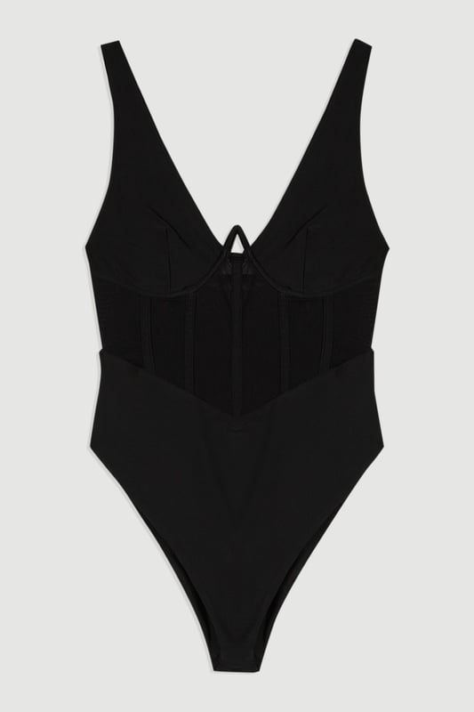 Panelled Mesh Cup Detail Swimsuit