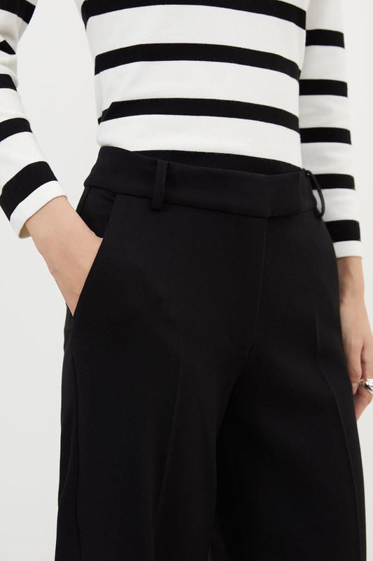 A capsule wardrobe piece that can be styled multiple ways, these trousers are cut in a modern straight leg design that hangs to the ankles with classic belt loops for practicality. Pair this piece with a matching blazer for a sleek workwear ensemble that can go from desk to dinner.Straight legBelt loopsTailored Browse this seasons suits now.