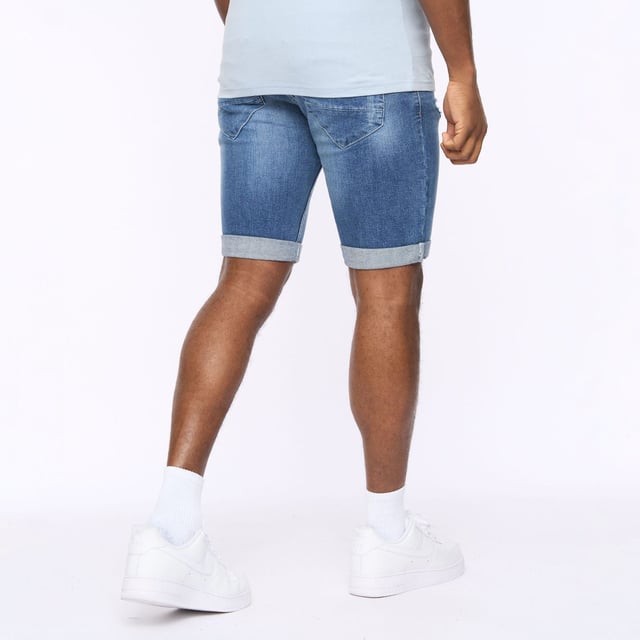 Mens Crosshatch Riptrey Abraised Denim Shorts in mid wash- 5-pocket construction- Zip fly and button fastening- Ripped and distressed detailing.- 100% Cotton.  Machine washable- Ref: CH2R121868MWSTK1