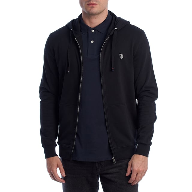 Designed for those who value functionality without sacrificing style, this US Polo Assn. zip-up hoodie combines comfort, contemporary design, and sporting heritage. Ideal for casual looks or light workouts, it adapts to the pace of everyday life with a timeless aesthetic.

 Details:
 - Full zip front closure.
 - Hood with adjustable contrasting drawstring.
 - Round neck.
 - Functional kangaroo pockets.
 - US Polo Assn. logo embroidered on the chest.
 - Soft and stretchy fabric, ideal for everyday use.
 - Ribbed cuffs and waistband.
 - Matching visible seams.

 At US Polo Assn., every garment reflects the authentic spirit of the sport of polo. This men's sweatshirt represents our commitment to quality, comfort, and classic style reinvented for the modern man.
 Composition: 100% Cotton
 Care:
Wash at maximum temperature 30º.
 Iron at low temperature.
 Do not use bleach.
 Do not use a dryer.
 Do not dry clean.