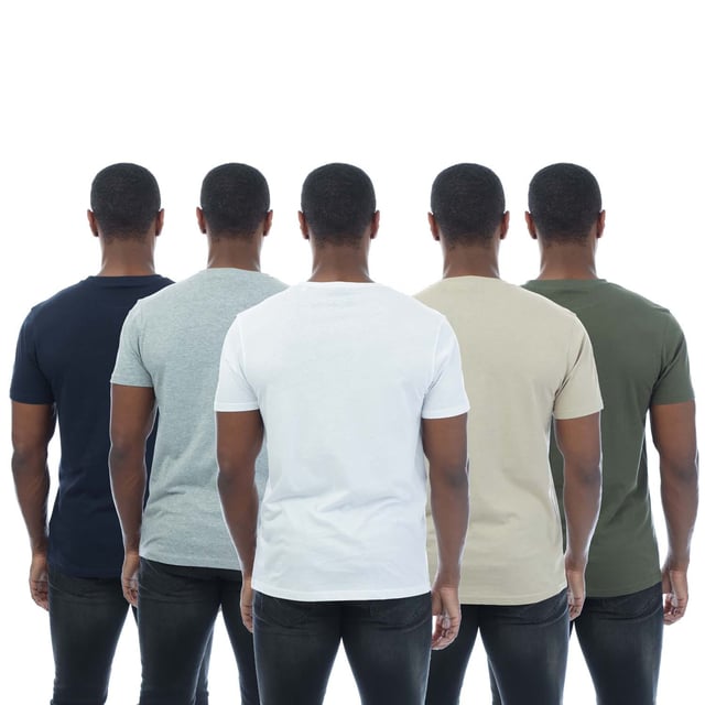 Mens Duck and Cover Cheymore 5 Pack T-Shirts.- Comprises one x beige  grey marl  navy  khaki and white cotton t-shirt.- Ribbed crew neck.- Short sleeves.- Assorted Duck and Cover graphics printed to front.- 100% Cotton.  Machine washable.  - Ref: DC2A123452ASPlease note this style is sold as a set.  Returns will only be accepted if both items are returned together.