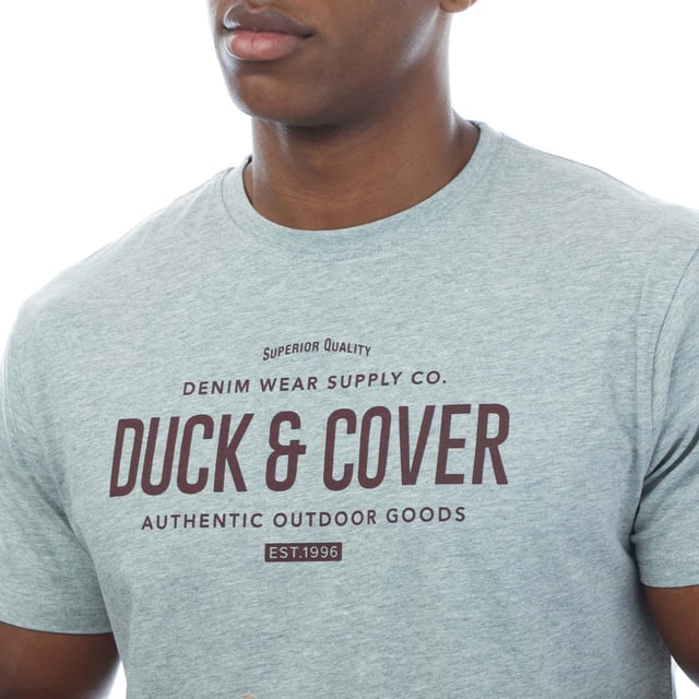 Mens Duck and Cover Cheymore 5 Pack T-Shirts.- Comprises one x beige  grey marl  navy  khaki and white cotton t-shirt.- Ribbed crew neck.- Short sleeves.- Assorted Duck and Cover graphics printed to front.- 100% Cotton.  Machine washable.  - Ref: DC2A123452ASPlease note this style is sold as a set.  Returns will only be accepted if both items are returned together.
