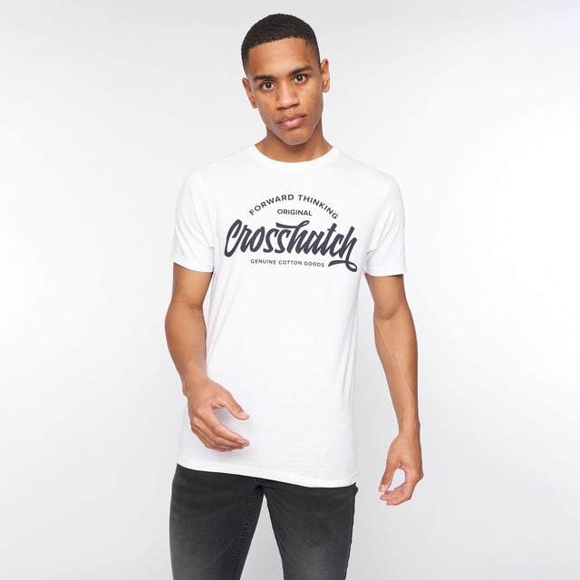 Mens Crosshatch Weymouth 5 Pack T-ShirtsCelebrate the elegance of these five men's cotton tees  tailored for both comfort and refinement. Each tee boasts a seamlessly integrated inner back neck tape and showcases a distinguished graphic print on the chest  embodying a fusion of timeless style and relaxed sophistication.- Ribbed crew neck- Short sleeves- 100% Cotton.  Machine washable.- Ref: CH2A123006ASSTK