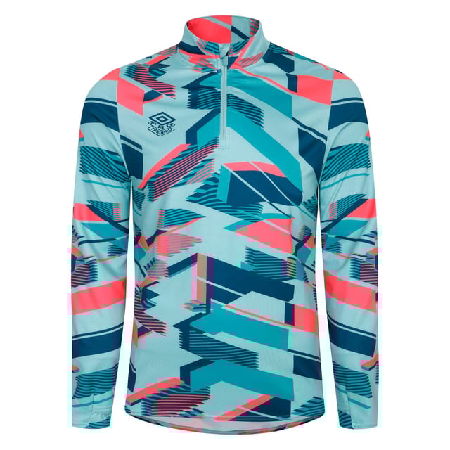 Standing collar.Long sleeves.3-4 zip closure.Thumb logo.Dropped shaped hem.Stacked Diamond.