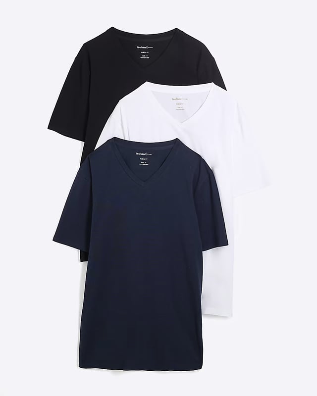 Pack of 3, Muscle fit, Multi coloured, V Neck, Short Sleeves