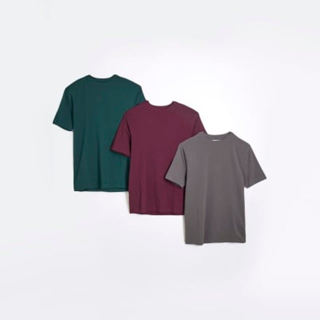 Pack of 3, Muscle fit, Multi coloured, Crew neck, Short sleeved